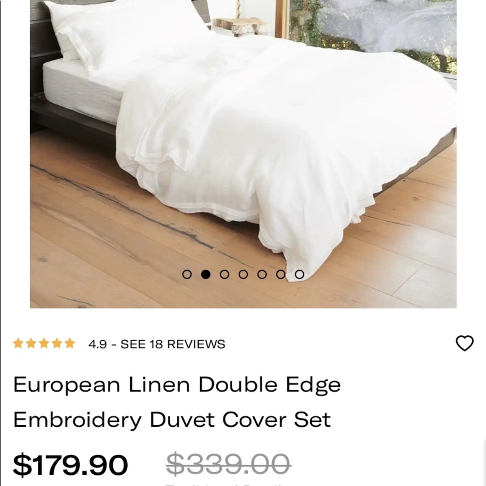 Brand new White linen duvet + shams for full size bed